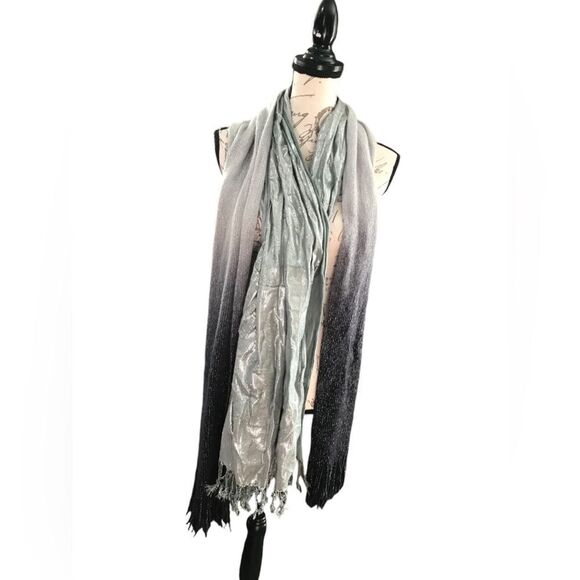 Bundle of Two Scarves Croft and Barrow Black and Silver - Picture 1 of 5